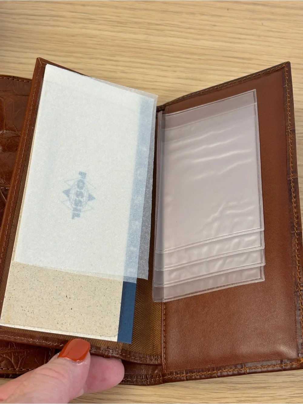 Vintage Y2K Croc-Embossed Brown‎ Fossil Continental Clutch Wallet NEW!